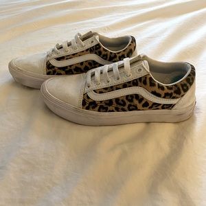 Old skool low top leopard  print vans in size 6